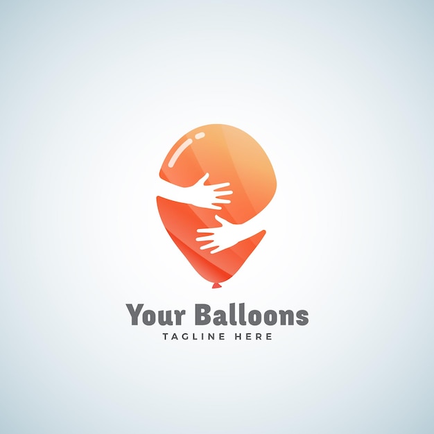 Vetor balões vetor abstrato sinal emblema ou logotipo modelo balão nas mãos conceito de espaço negativo