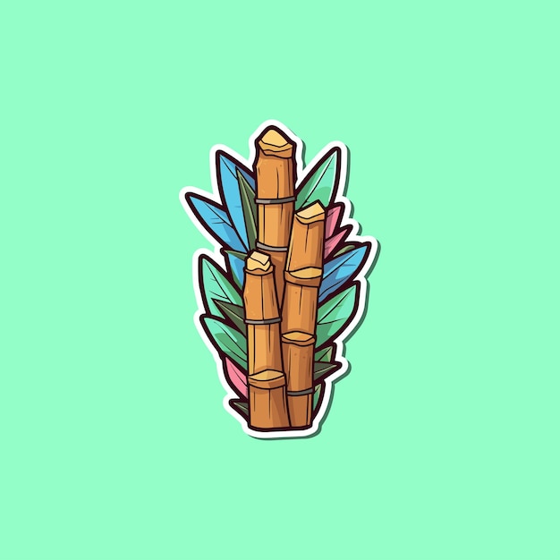 Bamboo shoots adesivo cores frias clip art ilustração