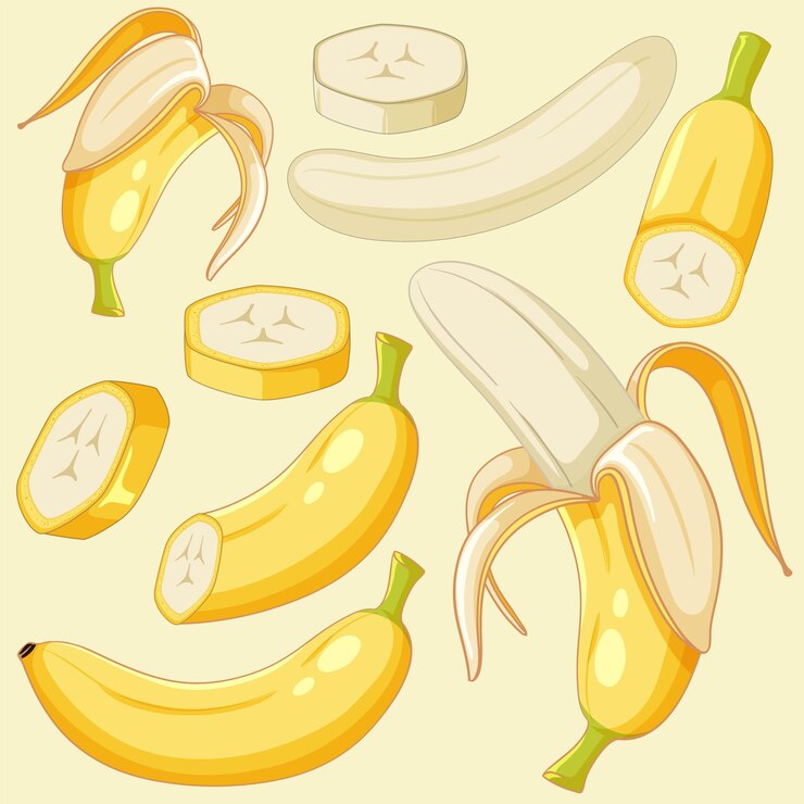Vetor banana amarela com fundo