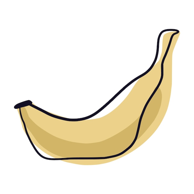 Banana desenhada à mão isolada.