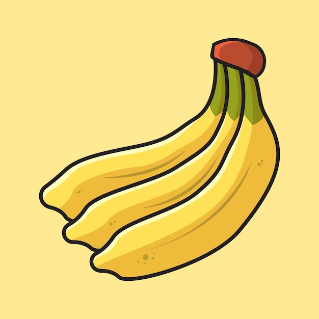Banana desenhos animados linha isolada ícone frutas frescas saudáveis ilustração vetorial