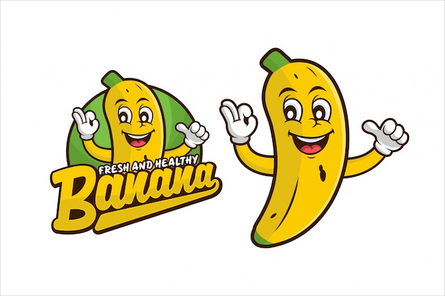 Banana fresca e saudável design logo