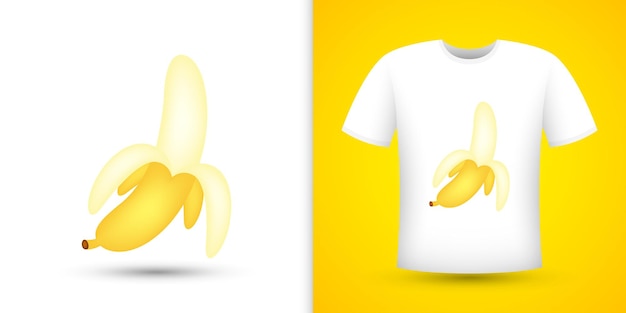 Banana na ilustração vetorial de camisa branca