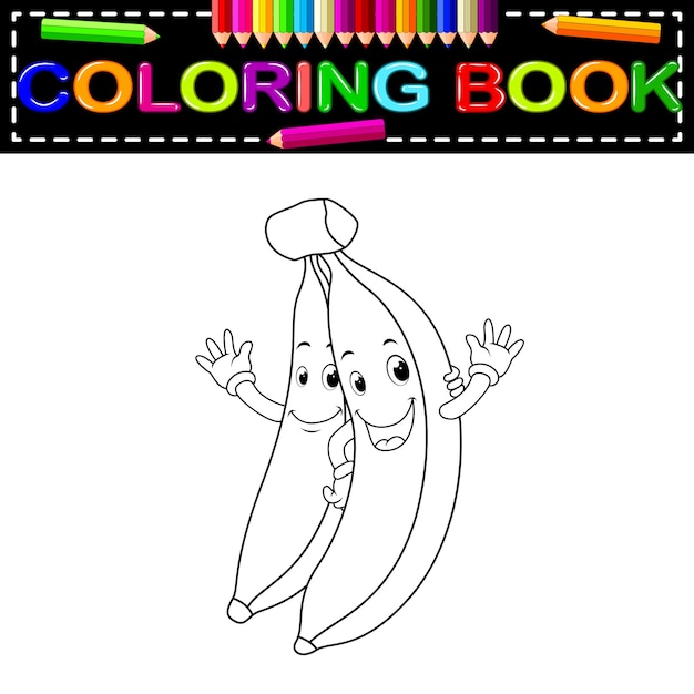 Bananas com livro de colorir de rosto