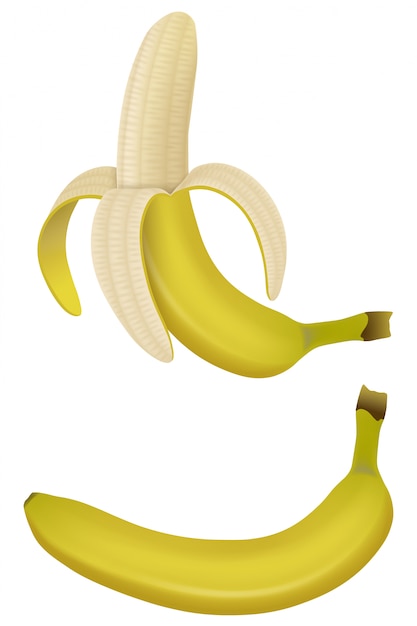 Bananas descascadas e inteiras isoladas