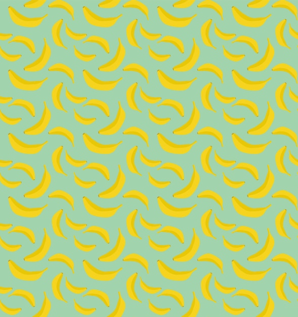 Bananas sem costura padrão no vetor plano de fundo azul