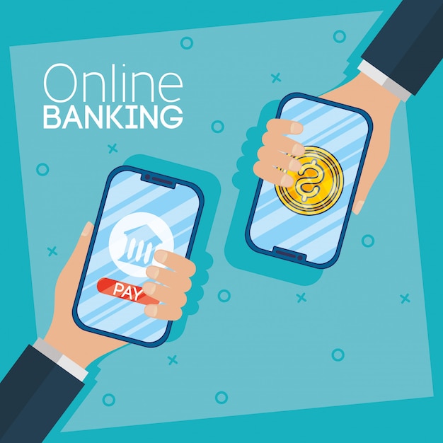 Banca de tecnologia on-line com smartphones