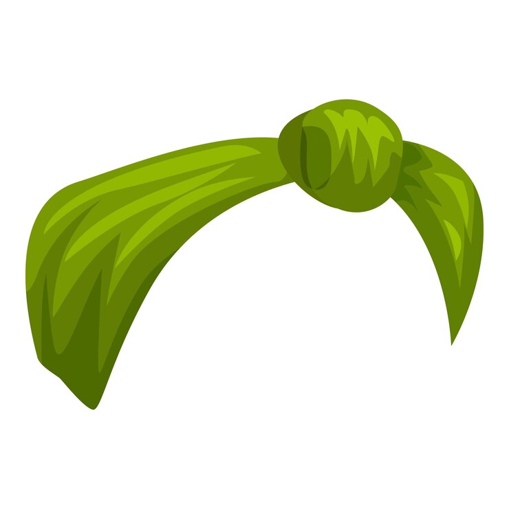 Vetor banda verde na cabeça formando um nó perfeito para um look elegante