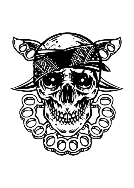 Vetor bandana de desgaste de caveira mexicana retrô