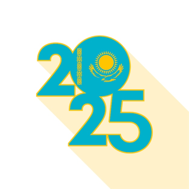 Bandeira 2025 com a bandeira do Cazaquistão dentro Ilustração vetorial