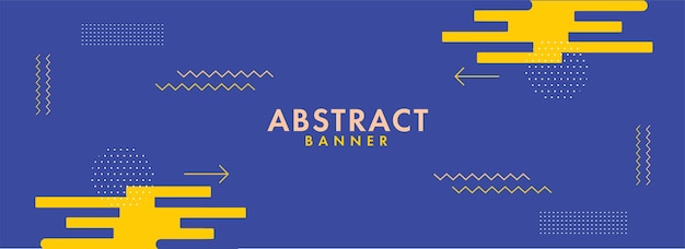 Bandeira abstrato ou design de cabeçalho na cor azul e amarelo.