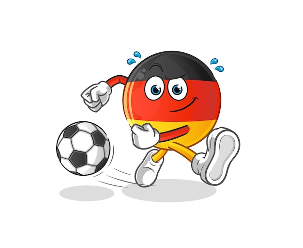 Bandeira alemã chutando o desenho animado da bola. vetor mascote dos desenhos animados