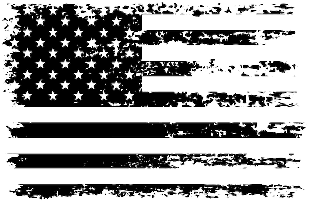 Bandeira americana de grunge preto e branco