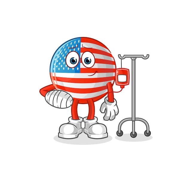 Bandeira americana doente na ilustração iv. vetor de personagem