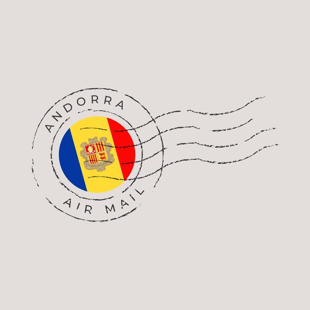 Vetor bandeira andorrana ilustração vetorial de selo postal bandeira nacional isolada em fundo claro