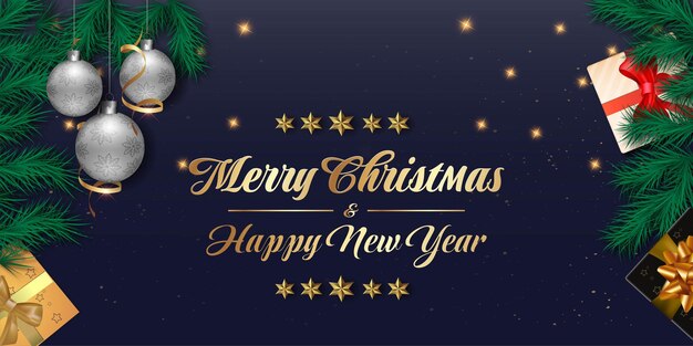bandeira azul de Natal com ornamentos
