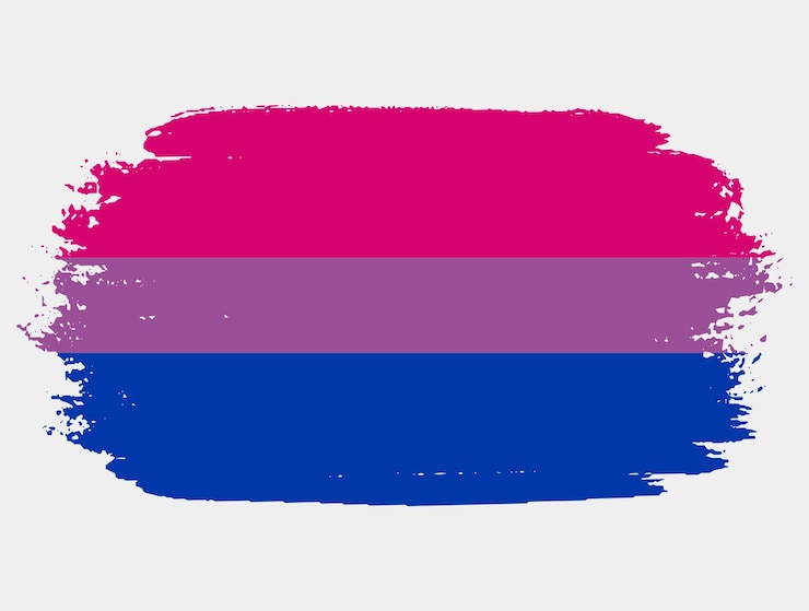 Vetor bandeira bissexual pintada com pincel no conceito de direitos lgbt de fundo branco