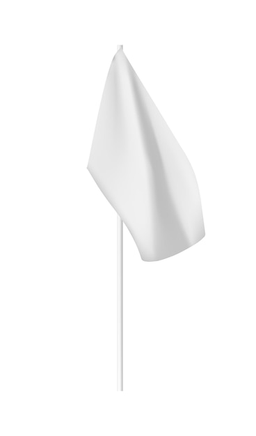 Bandeira branca em branco na maquete do mastro para a marca isolada