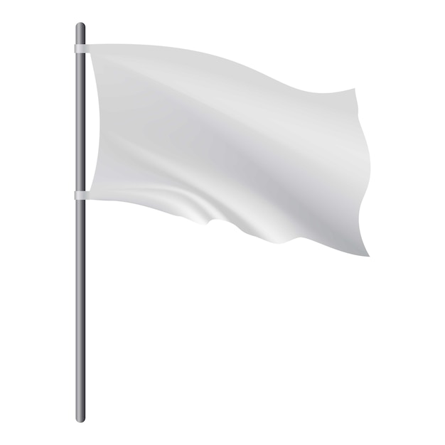 Bandeira branca vazia desenvolvendo-se no modelo de vento ilustração realista de bandeira branca vazio desenvolvendo- se no modelo de vetor de vento para a web