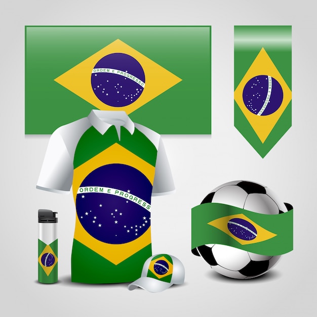 Vetor bandeira brasileira, ícones, jogo, vetorial