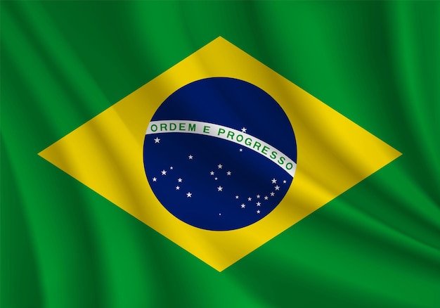 Vetor bandeira brasileira ondulada realista