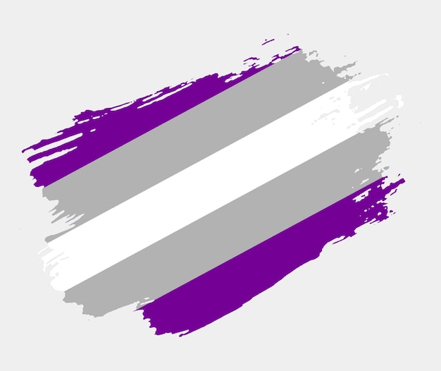 Bandeira cinza de assexualidade pintada com pincel sobre fundo branco Conceito de direitos LGBT
