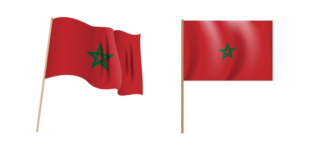 Bandeira colorida e naturalista do reino de marrocos