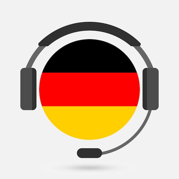Bandeira da alemanha com fones de ouvido ilustração vetorial língua alemã