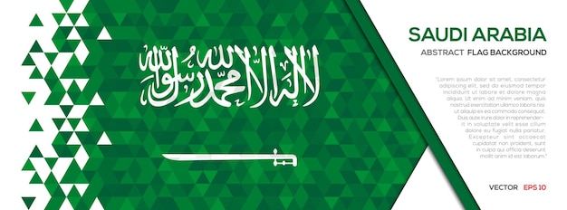 Vetor bandeira da arábia saudita com modelo de plano de fundo de forma geométrica de polígono abstrato