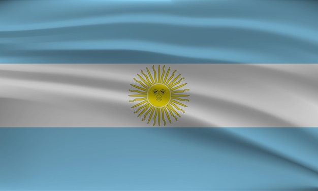 Bandeira da Argentina com efeito ondulado devido ao vento