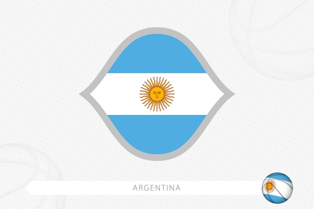 Bandeira da argentina para competição de basquete em fundo cinza de basquete.