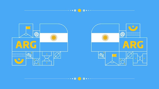 Bandeira da argentina para o torneio da copa de futebol de 2022 isolada bandeira da equipe nacional com elementos geométricos para o futebol de 2022 ou ilustração vetorial de futebol