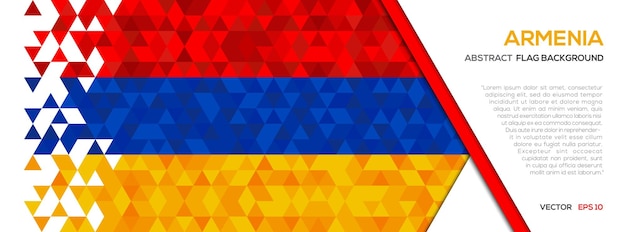 Bandeira da armênia com modelo de plano de fundo de forma geométrica de polígono abstrato