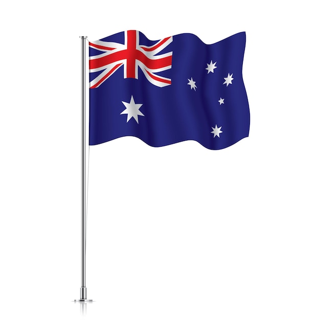 Bandeira da Austrália acenando em um mastro metálico