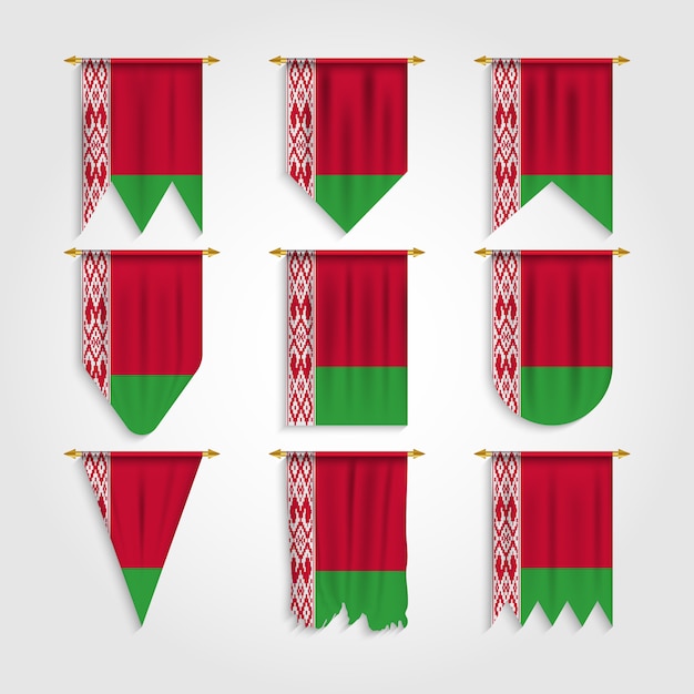 Bandeira da bielorrússia com formas diferentes, bandeira da bielorrússia em várias formas