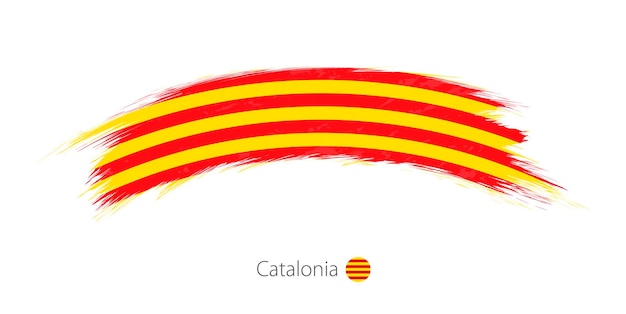 Bandeira da catalunha em ilustração vetorial de pincelada grunge arredondado