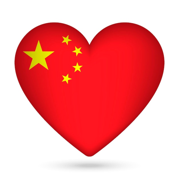 Vetor bandeira da china em ilustração vetorial de forma de coração