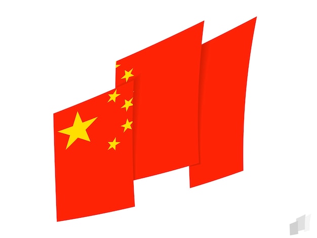 Vetor bandeira da china em um design abstrato rasgado design moderno da bandeira da china