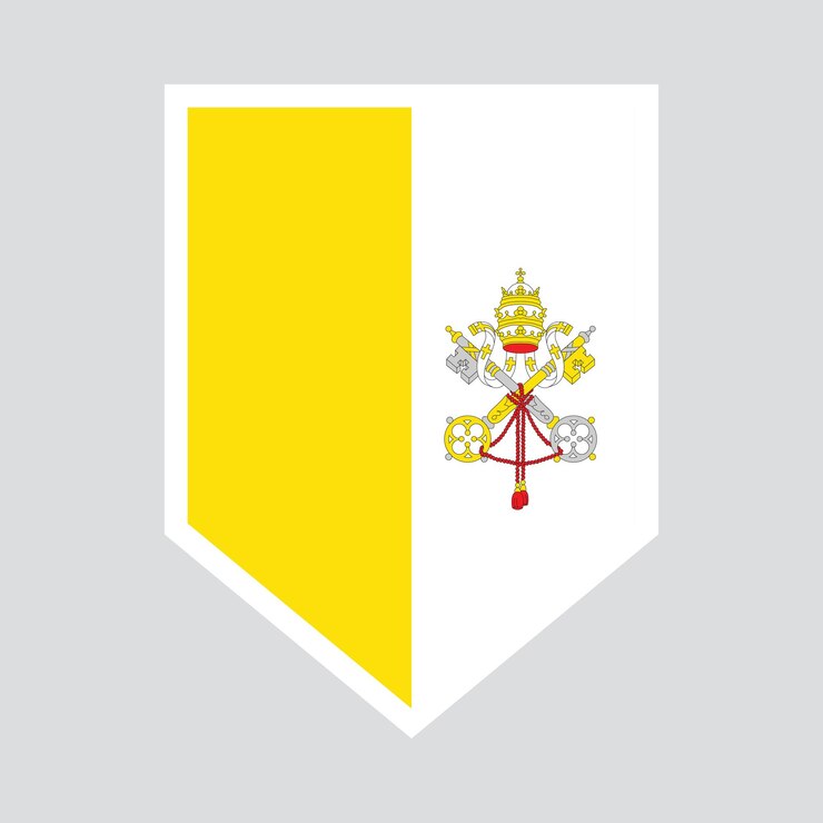 Vetor bandeira da cidade do vaticano em moldura em forma de escudo
