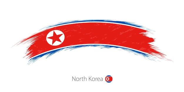Bandeira da coreia do norte em pincelada grunge arredondado. ilustração vetorial.