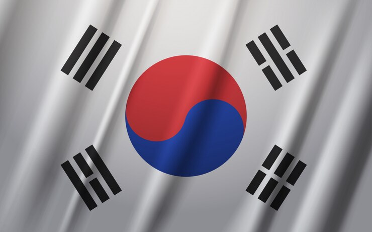 Vetor bandeira da coreia do sul acenando no vento