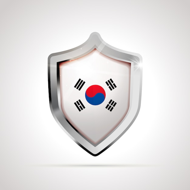 Bandeira da coreia do sul projetada como um escudo brilhante