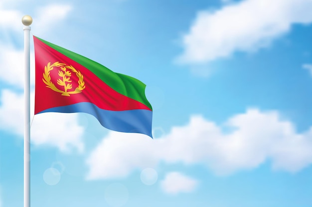 Bandeira da Eritreia no fundo do céu Modelo para design de cartaz do dia da independência