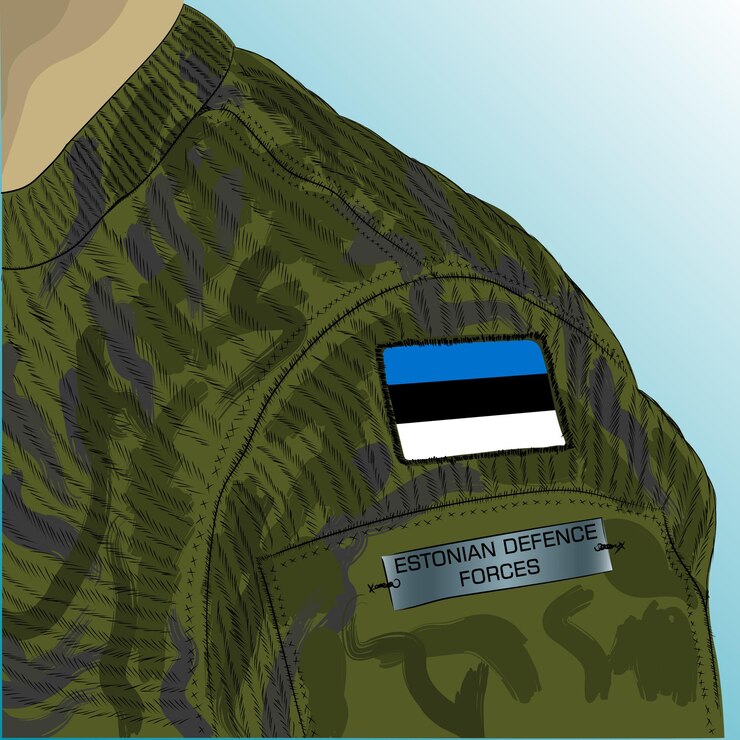 Vetor bandeira da estónia no braço do soldado do exército da estónia