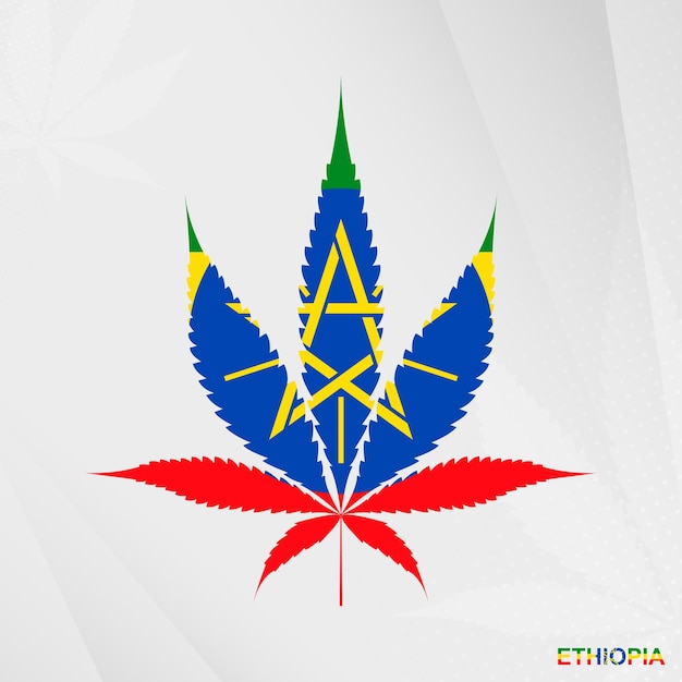 Bandeira da etiópia em forma de folha de maconha o conceito de legalização cannabis na etiópia