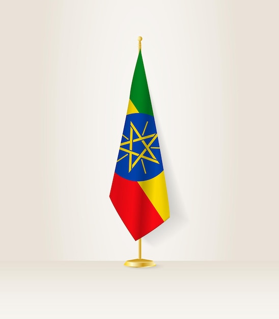 Bandeira da Etiópia em um suporte de bandeira