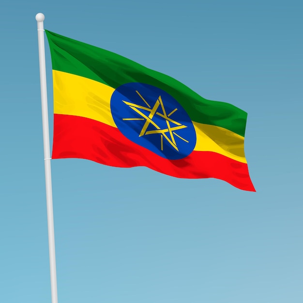 Bandeira da Etiópia no mastro da bandeira Modelo para o dia da independência