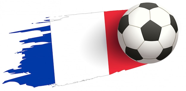 Bandeira da frança e bola de futebol do símbolo de futebol