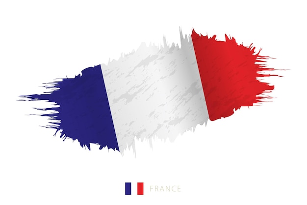 Bandeira da frança pintada com pincel com efeito de agitação