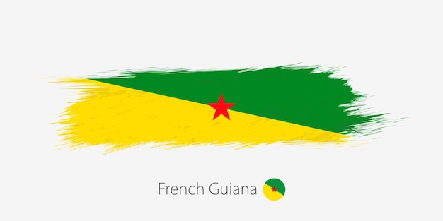 Bandeira da guiana francesa grunge pincelada abstrata em fundo cinza